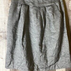 Pleated Silver Linen Metallic Skirt